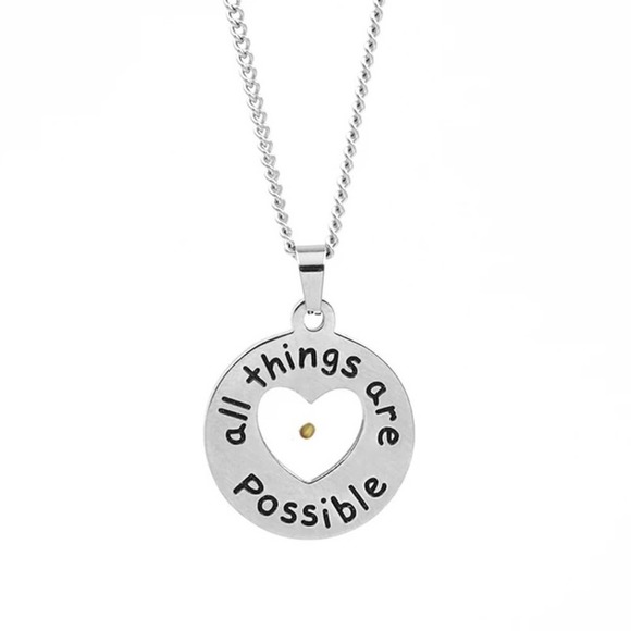 Boutique Jewelry - "All Things are Possible" Mustard Seed 18k Gold Plated Necklace